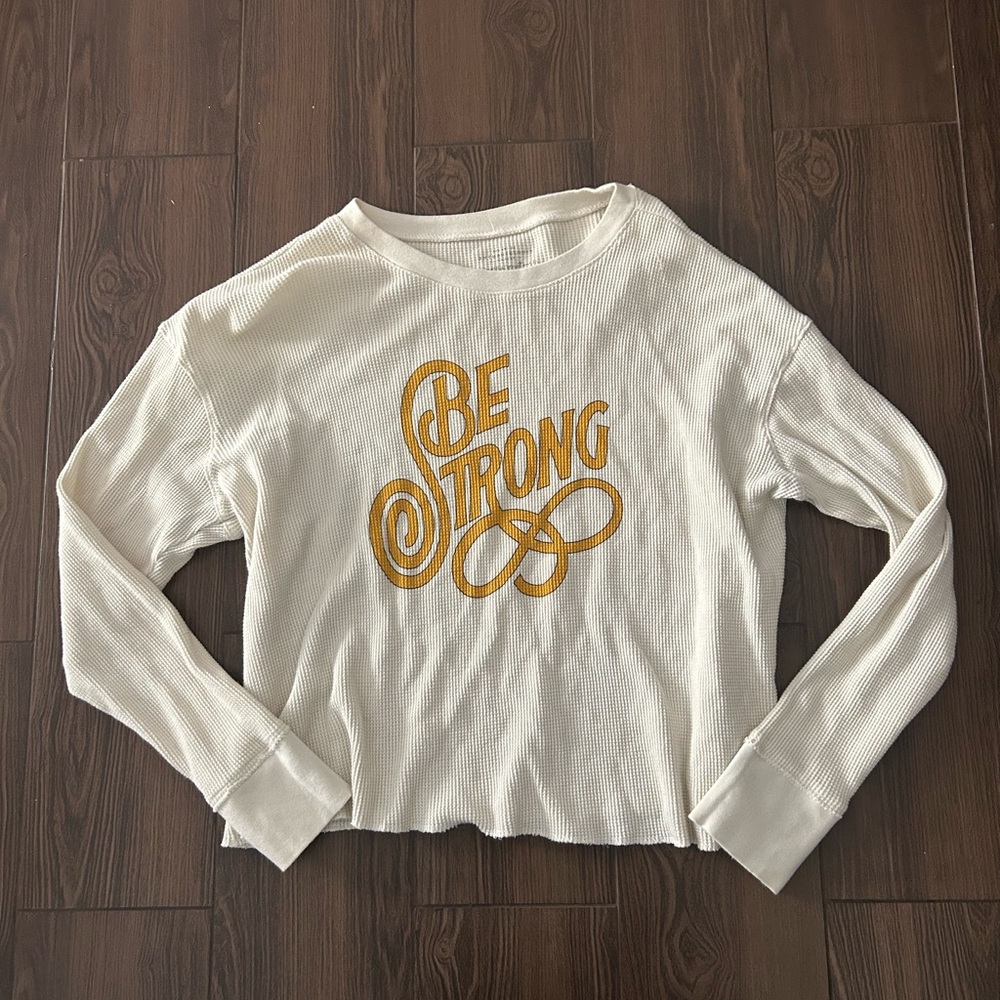 Anthropologie Cream Waffle Knit Top